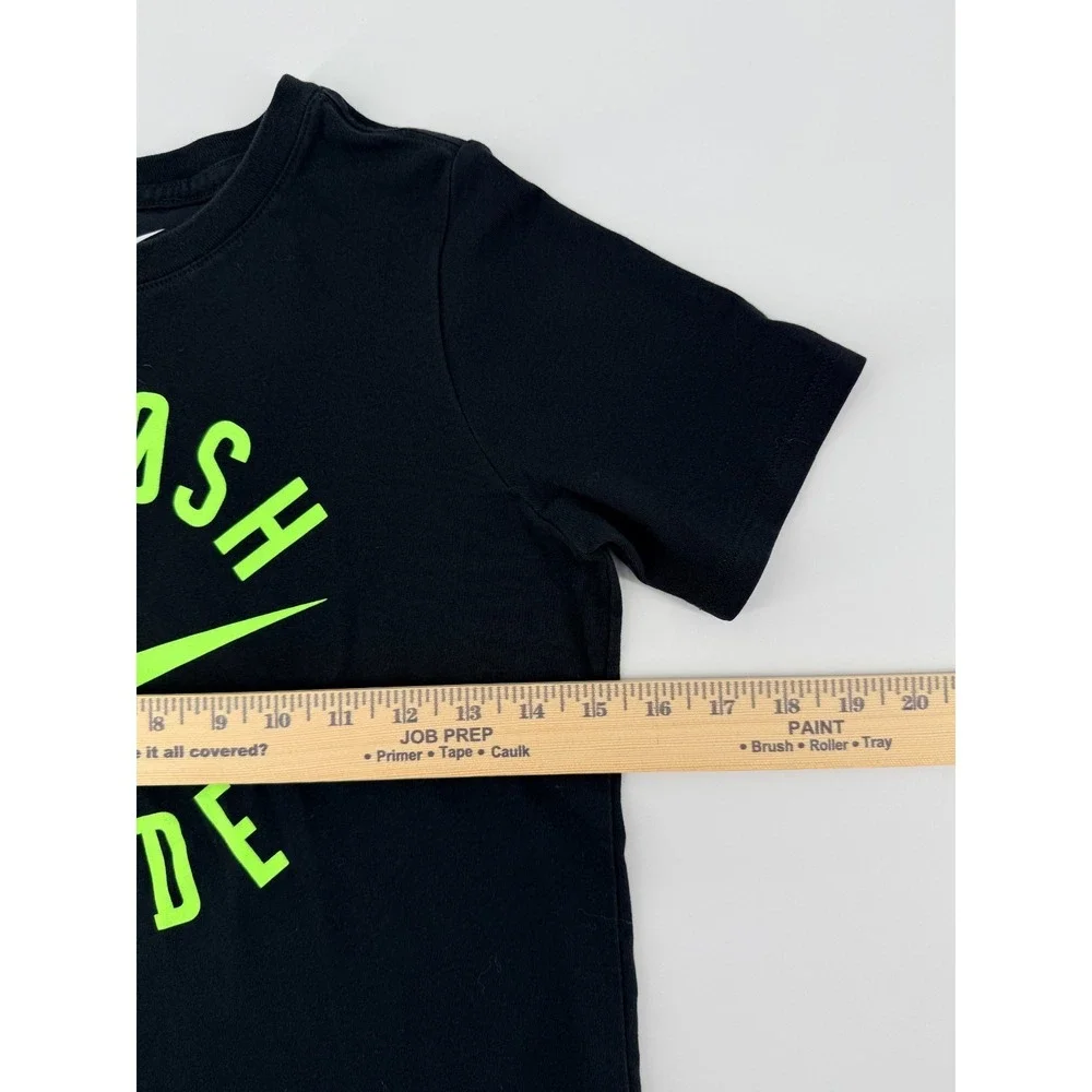 Nike Dri‎ Fit T Shirt Youth M Black Swoosh Made Graphic Athletic Tee